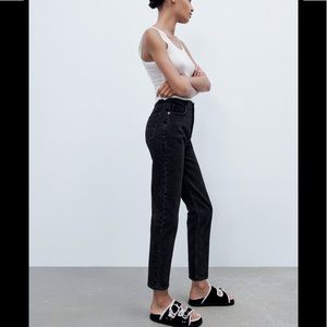 NWT Zara Trafaluc Denimwear Black Mom Fit 100% Cotton Jeans
